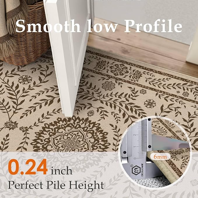 HUGEAR 3x5 Vintage Jute Outdoor Indoor Rug Washable Linen Textured Weave High - Image 7
