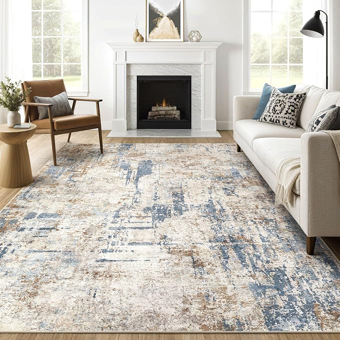 8x10 Area Rugs Washable Rug: Large Abstract Modern Soft Stain Resistant Indoor by LOONGRUG
