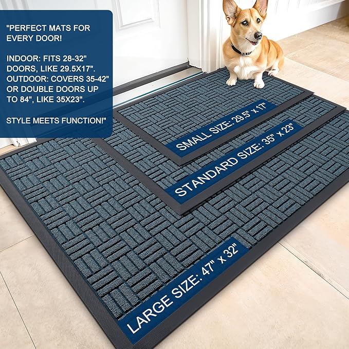 OLANLY Front Door Mat Outside Entrance 35x23, Heavy Duty Sturdy Natural Rubber - Image 2