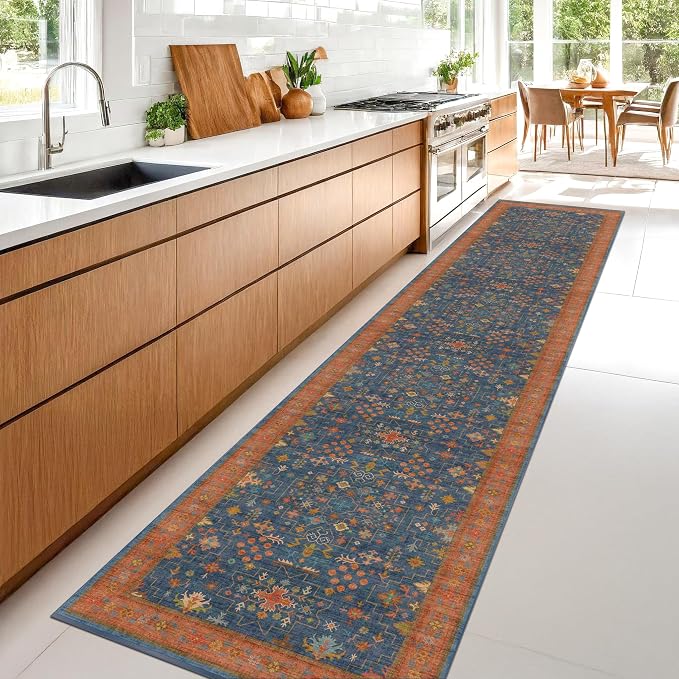 Hazo Haus Navy Blue Washable Hallway Runner Rug 2x10 Non Slip Rugs - Image 3