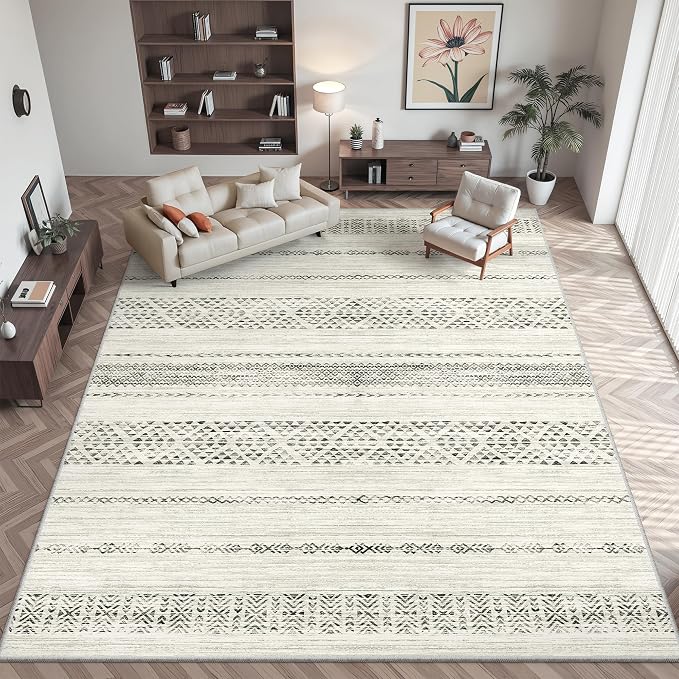 Miukiki 9x12 Area Rug for Living Room Moroccan Washable Rugs Non Slip Indoor - Image 8