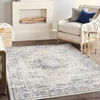 CHAMPLANT Area Rug 5'x7' Washable Rug Floral Blue Vintage Traditional Floor - Image 2