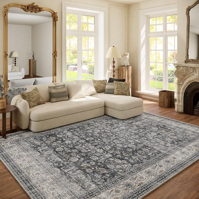 Machine Washable Rugs for Living Room: 6x9 Bedroom Rug Vintage Boho Area Rug by palohom