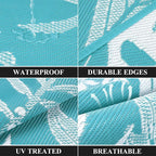 Pauwer Waterproof Outdoor Rug 8x10, Reversible Plastic Straw Patio Camping Rug - Image 3