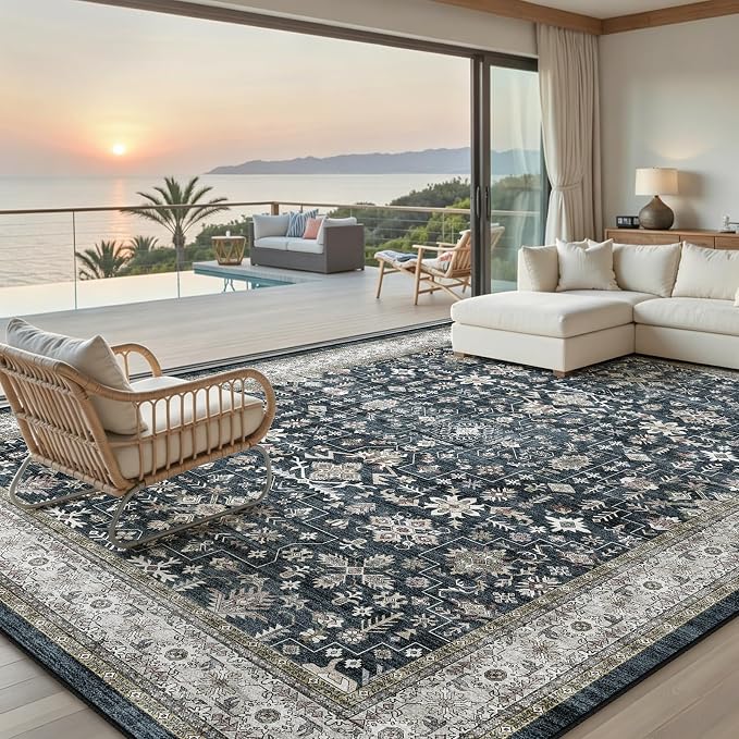 Ashen Washable 10x14 Area Rugs for Living Room, Dining Room Rugs for Under Table - Image 7