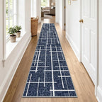 Non Slip Hallway Runner Rug 2.6x12, Modern Distressed Stripe, Washable Extra by TTelephant