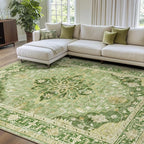 RELEANY Area Rugs 7'x10' Washable Non-Slip, Floral Vintage Distress Medallion by RELEANY