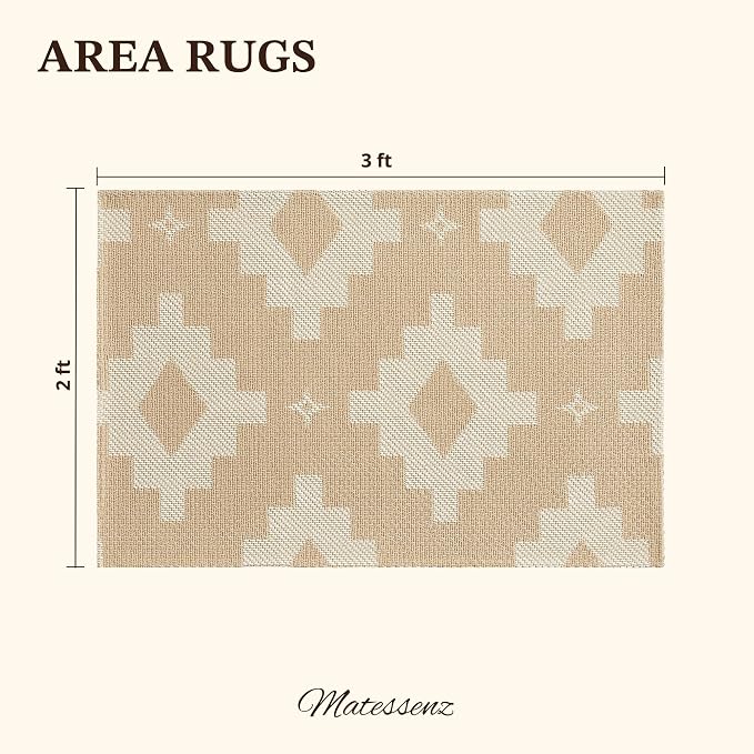 MatEssenz 2x3 Washable Entryway Rug, Woven Boho Geometric Indoor Front Door Mat - Image 2