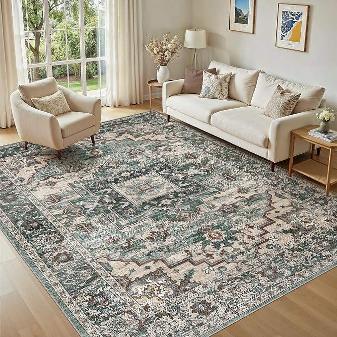 5x7 Area Rugs Living Room: Washable Vintage Rug Large Non-Slip Stain Resistant by JessibouAreaRug