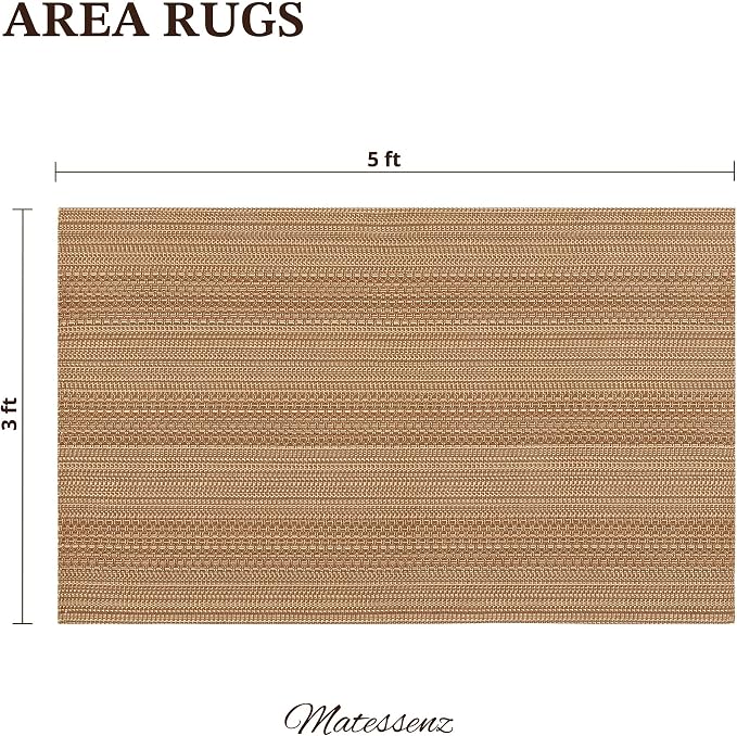 MatEssenz 3x5 ft Washable Area Rug, Textured Natural Woven Low-Profile Entryway - Image 2