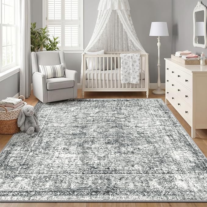 CAPALOCA Machine Washable Rugs Nursery Rug Sq8ft Cute Girl Non Slip Low Pile by CAPALOCA