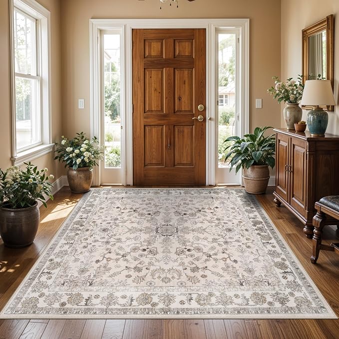 5x5 Square Washable Rug for Living Room: Non Slip Indoor Entryway Foot Carpet - Image 8