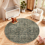 4x4 Round Bedroom Rug Washable: Living Room Rug Stain Resistant Non Slip Low - Image 5