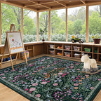 Area Rug Living Room Rugs: Floral 5x7 Washable Rug Vintage Soft Boho Non-Slip - Image 5