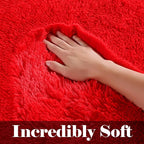 ONASAR Red Rugs for Living Room Bedroom, 5x8 Fluffy Bedside Area Rug, Soft - Image 2