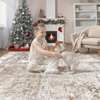 UERMEI Square Area Rugs : Washable 5x5 Neutral Modern Abstract Carpet - Image 3