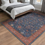 Hazo Haus Dark Blue & Terracotta 5x8 Living Room Rug - Image 6