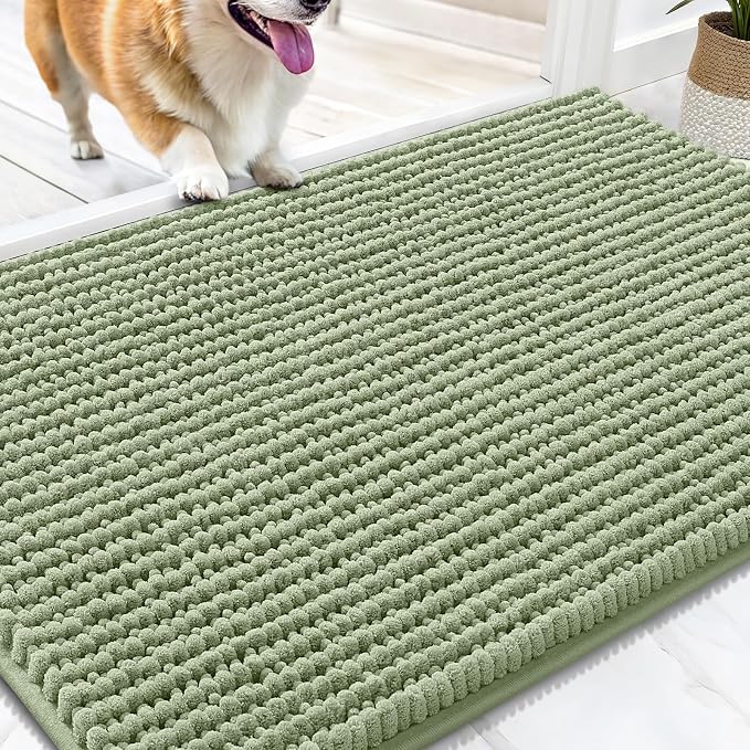 OLANLY Dog Door Mat for Muddy Paws 30x20, Ultra Absorbent Chenille Mud Doormat by OLANLY