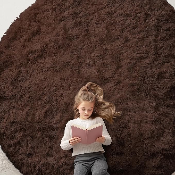 OLANLY Coffee Round Rugs for Bedroom by OLANLY