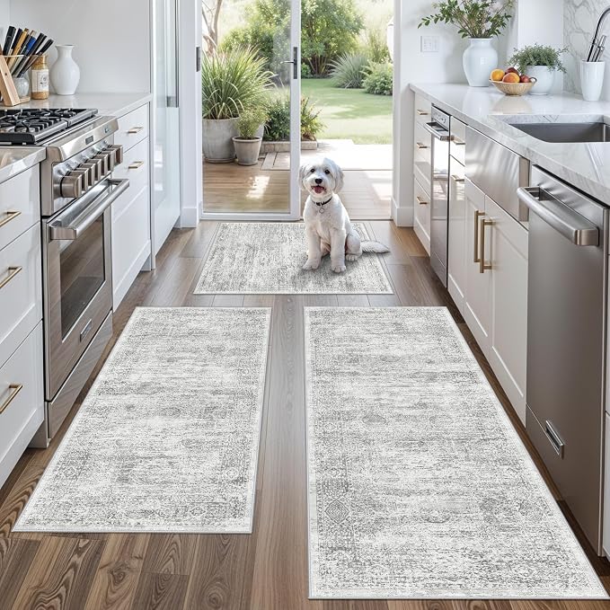 Washable Non-Slip 3 Piece Kitchen Rugs Set – Modern Boho Low-Pile Area Rugs and by BYYVOORugsforYourHome