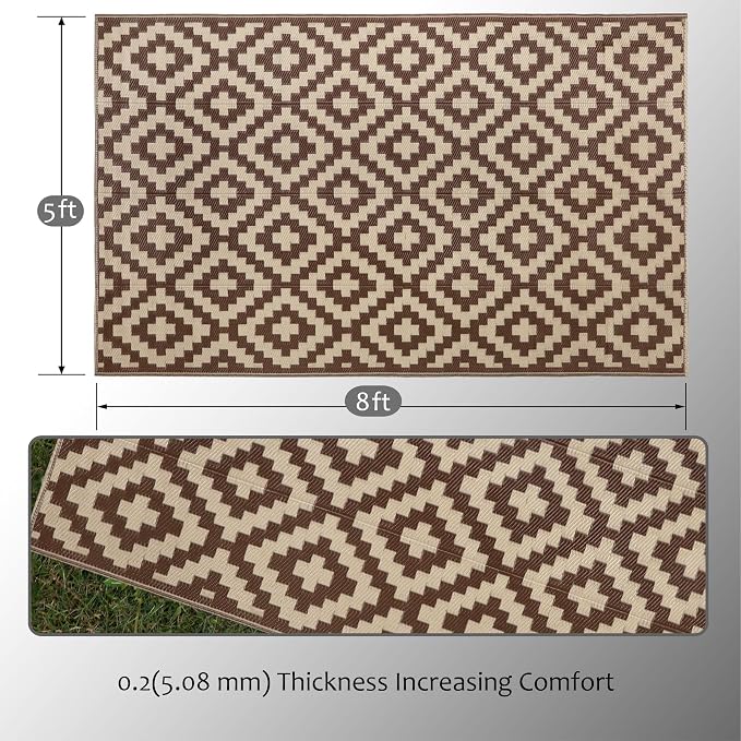 SAND MINE Reversible Mats, Plastic Straw Rug, Modern Area Rug, Large Floor Mat - Image 2