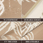 Pauwer Waterproof Outdoor Rug 5x8, Reversible Plastic Straw Patio Camping Rug - Image 2
