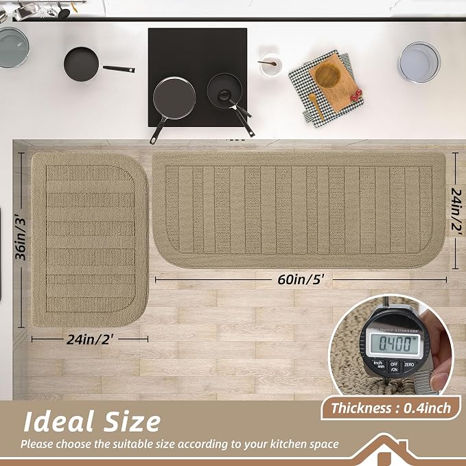 BEQHAUSE Kitchen Rugs Set of 2 Non-Slip Washable Kitchen Mats - Image 2