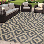 SAND MINE Reversible Mats, Plastic Straw Rug, Modern Area Rug, Large Floor Mat by SANDMIND