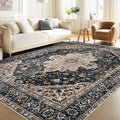 Area Rugs 5x7 Vintage Rug: Washable Living Room Rug Retro Medallion Distressed by MXSANYOORUG