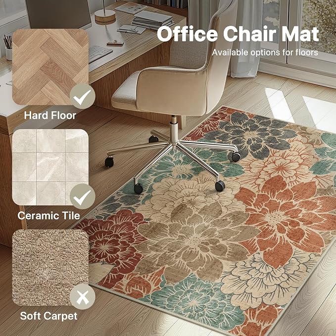 48"x60" Office Chair Mat for Hardwood Tile Floor, Under Desk Carpet Protector - Image 3