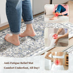Boho Kitchen Mats for Floor 2 Piece Set Anti Fatigue Cushioned PVC Kitchen Rugs - Image 3