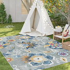 Lahome Floral Indoor Outdoor Rug, 5x8ft Non Slip Outdoor Patio Rug - Image 5