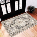 CHAMPLANT 2'x3' Black-Purple Khaki Area Rug Washable Door Mat Vintage by CHAMPLANT