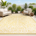 JONATHAN Y Boho Medallion Indoor Outdoor Area Rug 55X36.5 Yellow/Cream by JONATHANY