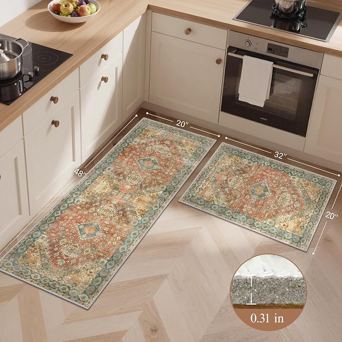 GENIMO Kitchen Rugs Non Slip Washable, Cushioned Standing Mat, Kitchen Runner - Image 2