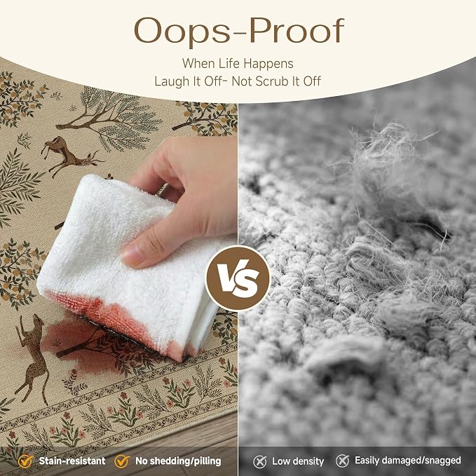 HUGEAR 3x5 Jute Outdoor Indoor Rug Washable Linen Textured Weave High Traffic - Image 4