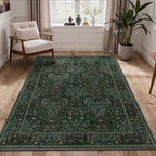 GENIMO 5x7 Area Rug for Living Room, Washable Vintage Floral Low-Pile Non-Slip by GENIMO