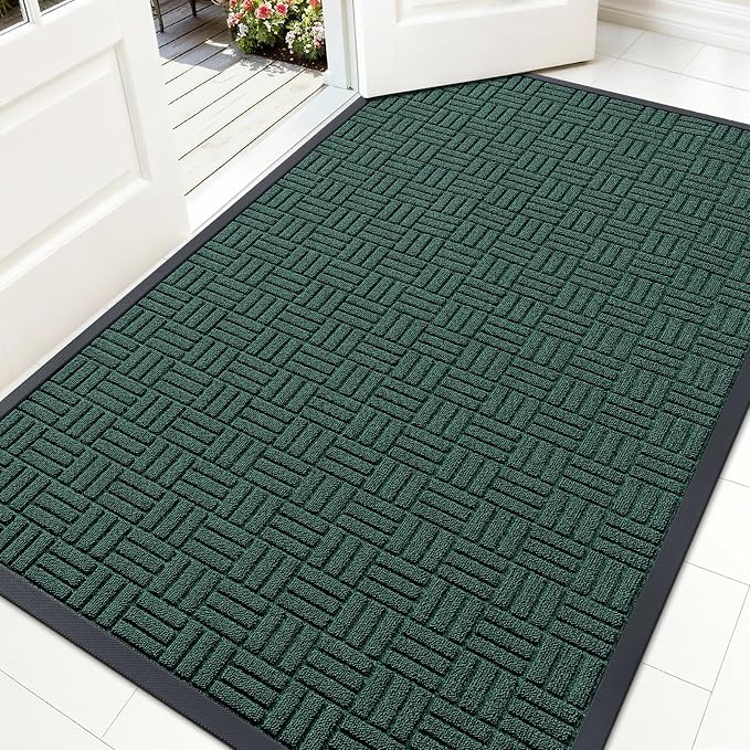 OLANLY Front Door Mat Outside Entrance 59x34, Heavy Duty Sturdy Natural Rubber by OLANLY