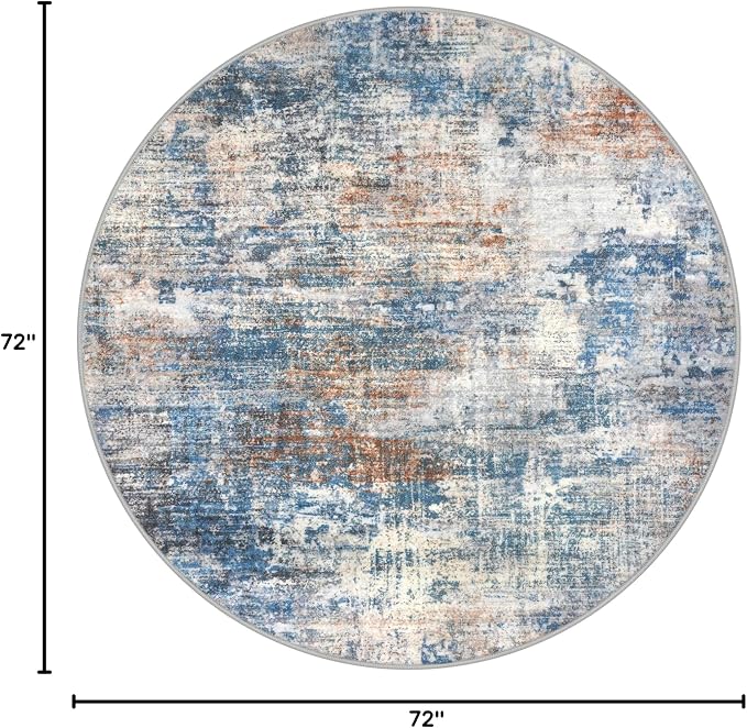 IOHOUZE Abstract Round Area Rug 6 Ft Washable Circle Rugs Large Round Rug Non - Image 2