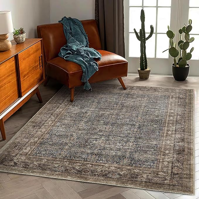 CHAMPLANT Area Rug 6'x9' Washable Vintage Traditional Floor Cover Thin Retro - Image 2