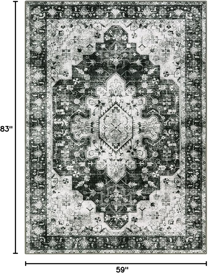 Moynesa Ultra-Thin Washable Vintage 5x7 Area Rugs - Image 2