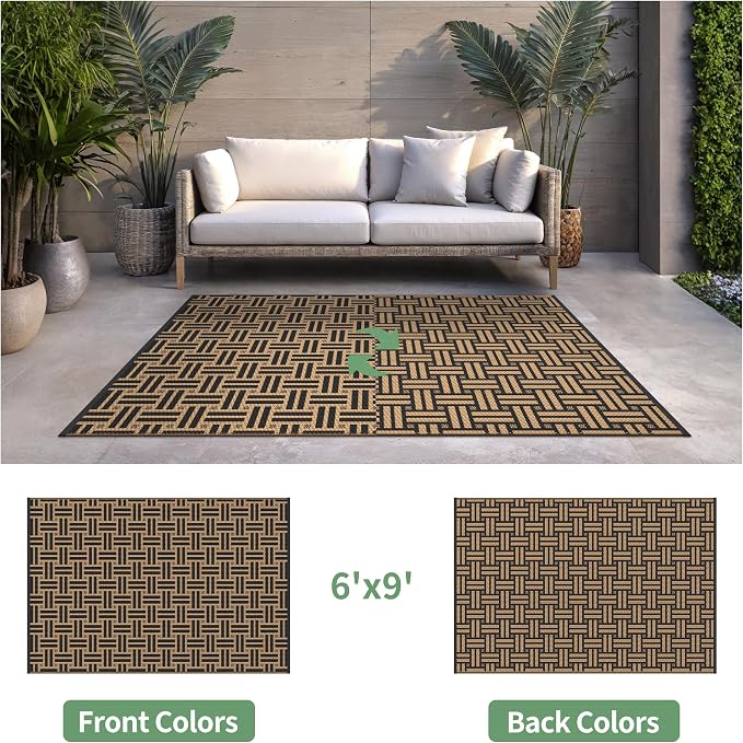 GENIMO Outdoor Rug for Patio Clearance, Lightweight Waterproof RV Camping Mat - Image 2