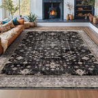 Boho Black Rug for Living Room by HazoHaus