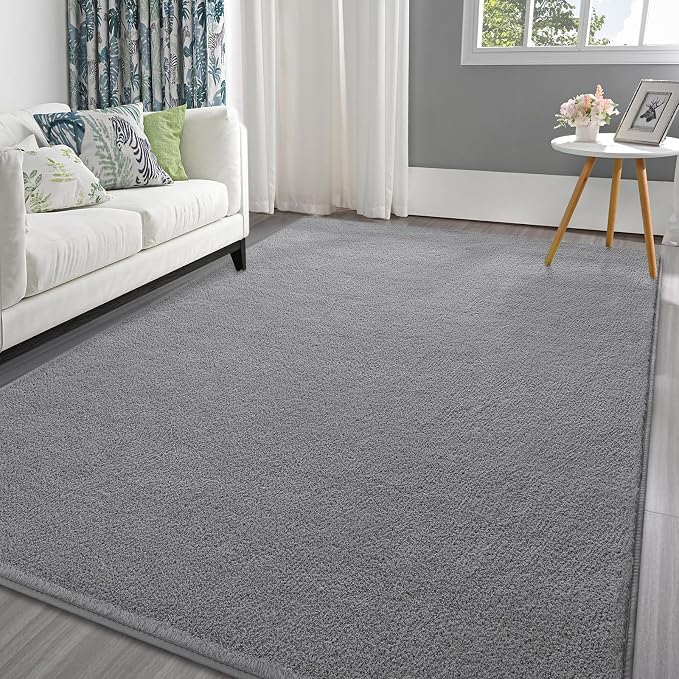 Pettop 6x9 ft Grey Area Rugs for Bedroom Living Room, Washable Memory Foam by Pettop