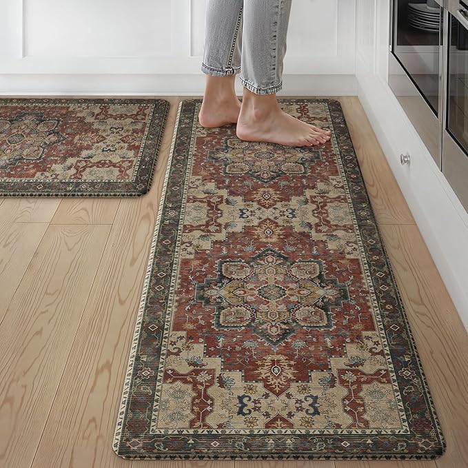 GENIMO Kitchen Mats for Floor 2PCs, Washable Anti Fatigue Mat for Cushioned by GENIMO