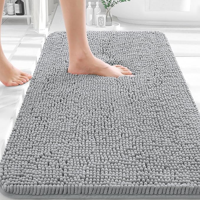 OLANLY Bathroom Rugs 30x20, Extra Soft Absorbent Chenille Bath Rugs, Rubber by OLANLY