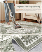 9x12 Vintage Area Rug: Washable Neutral Soft Non Slip Thin Large Floor Carpet - Image 6