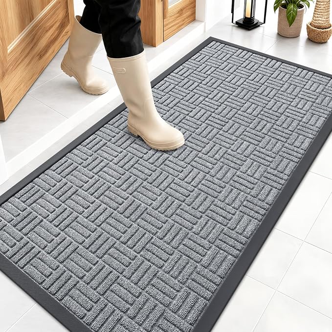 OLANLY Front Door Mat Outside Entrance 47x23, Heavy Duty Sturdy Natural Rubber by OLANLY