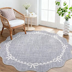 GarveeHome Scalloped Bow Rug for Living Room, 4ft Round Rugs Washable Solid - Image 8