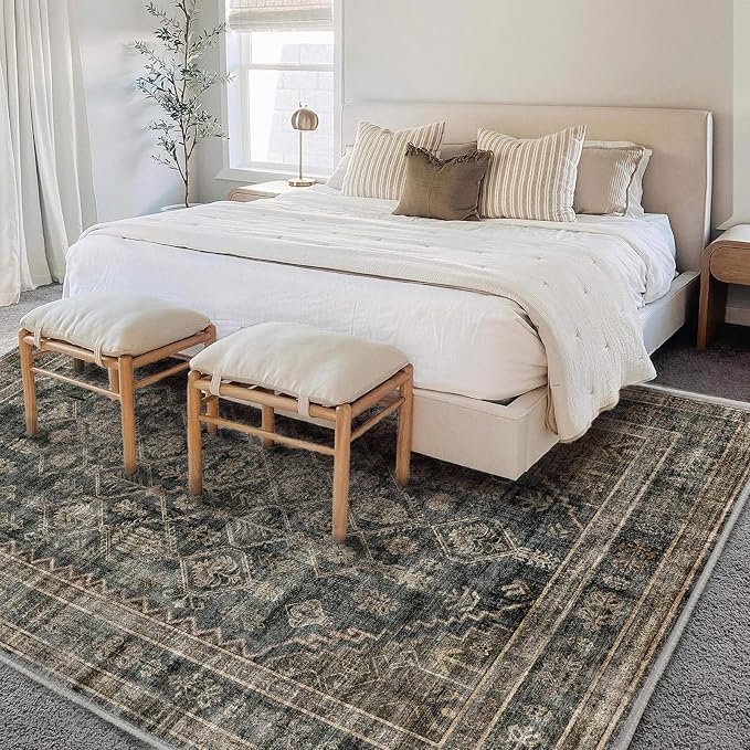 CHAMPLANT Area Rug 6'x9' Washable Vintage Traditional Floor Cover Thin Retro - Image 2